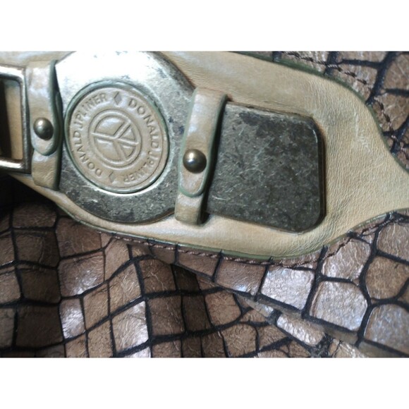 Vintage Donald J Pliner Leather Hobo Shoulder Bag Croc Embossed Tan Retail $275 - Picture 11 of 11